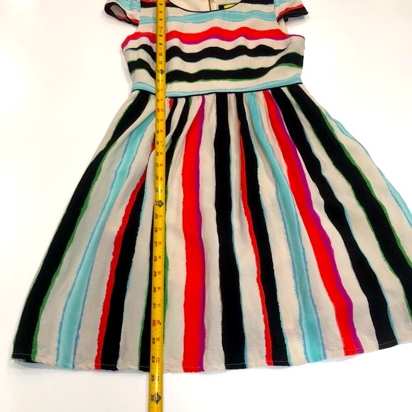 Anthropology Maeve flared stripe  multicolor dress size 0 Cap Sleeves Zip Back - Picture 11 of 14